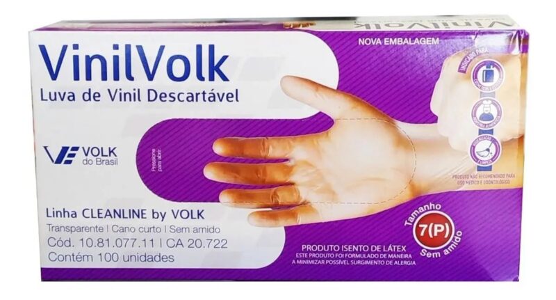 LUVA DESCÁRTAVEL VOLK VINIL SEM AMIDO P COM 100UN - Imagem 2