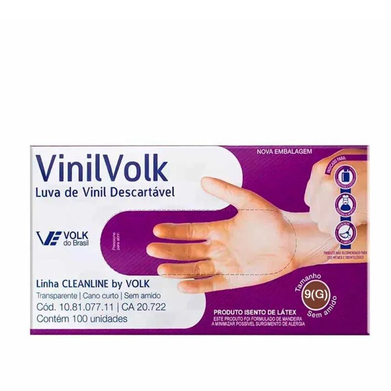 LUVA DESCÁRTAVEL VOLK VINIL SEM AMIDO G COM 100UN - Imagem 2