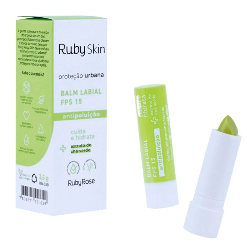 BALM LABIAL RUBY SKIN PROTEÇÃO URBANA RUBY ROSE FPS15