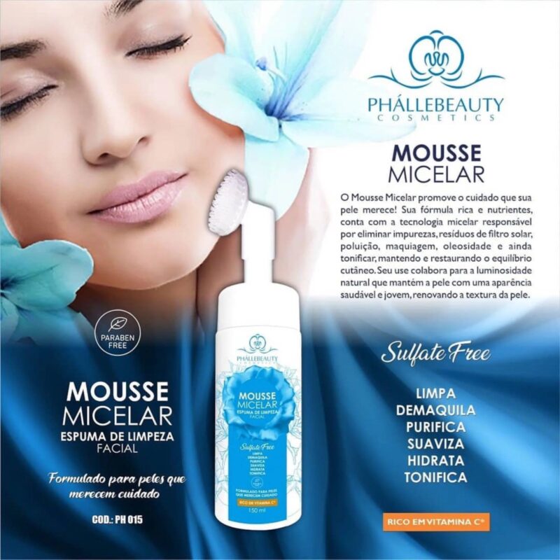 MOUSSE MICELAR FACIAL ESPUMA DE LIMPEZA PHALLEBEAUTY 150ML - Imagem 2