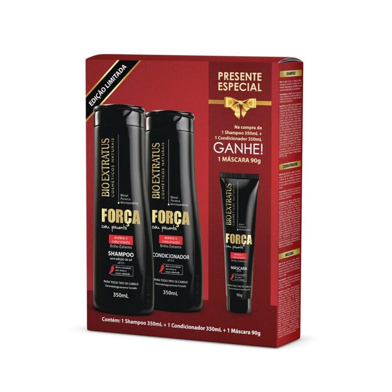 KIT SHAMPOO E CONDICIONADOR FORÇA COM PIMENTA BIO EXTRATUS