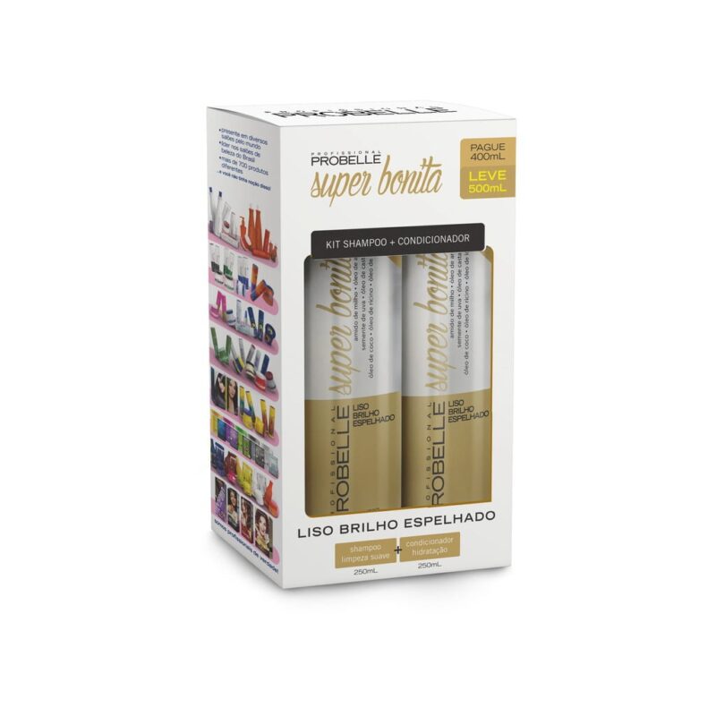 KIT SHAMPOO E CONDICIONADOR LISO BRILHO ESPELHADO PROBELLE